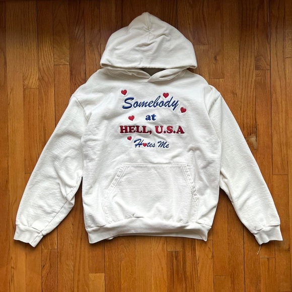 hell, USA hates me embroidered hoodie - Picture 3 of 5
